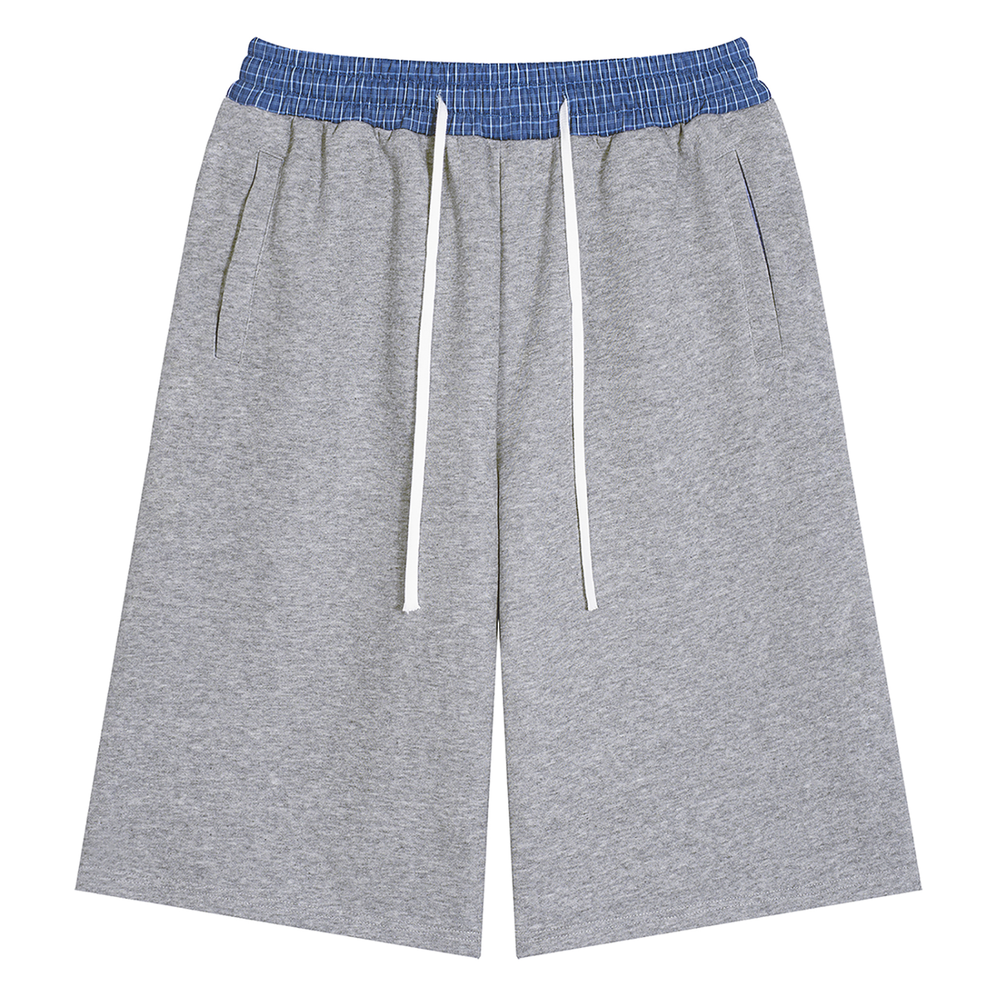 Baggy Double Waisted Track Shorts in Gray / Blue