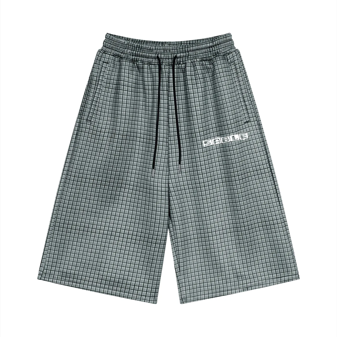 Baggy Plaid Shorts in Grey