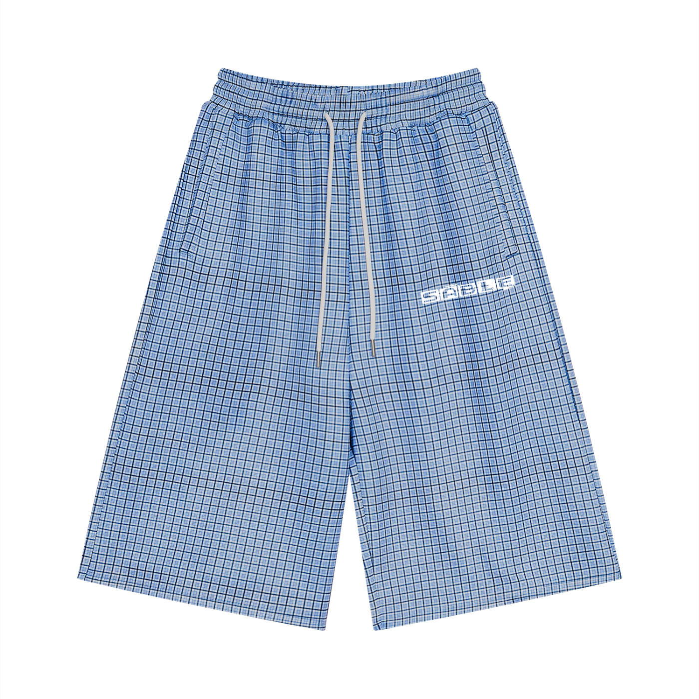 Baggy Plaid Shorts in Blue